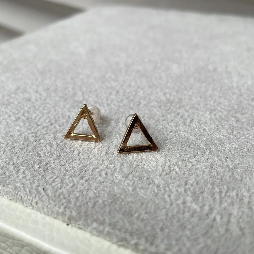 Minimalist triangle gold studs